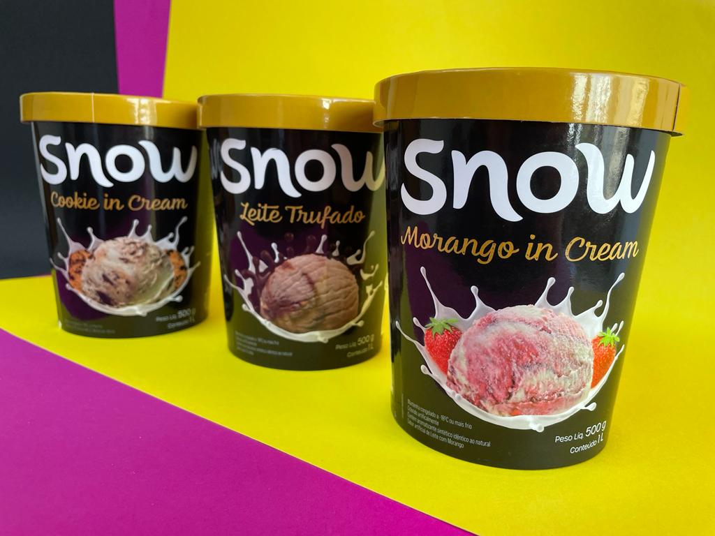 Snow Prime - Design de rótulo para sorvete em pote cartonado